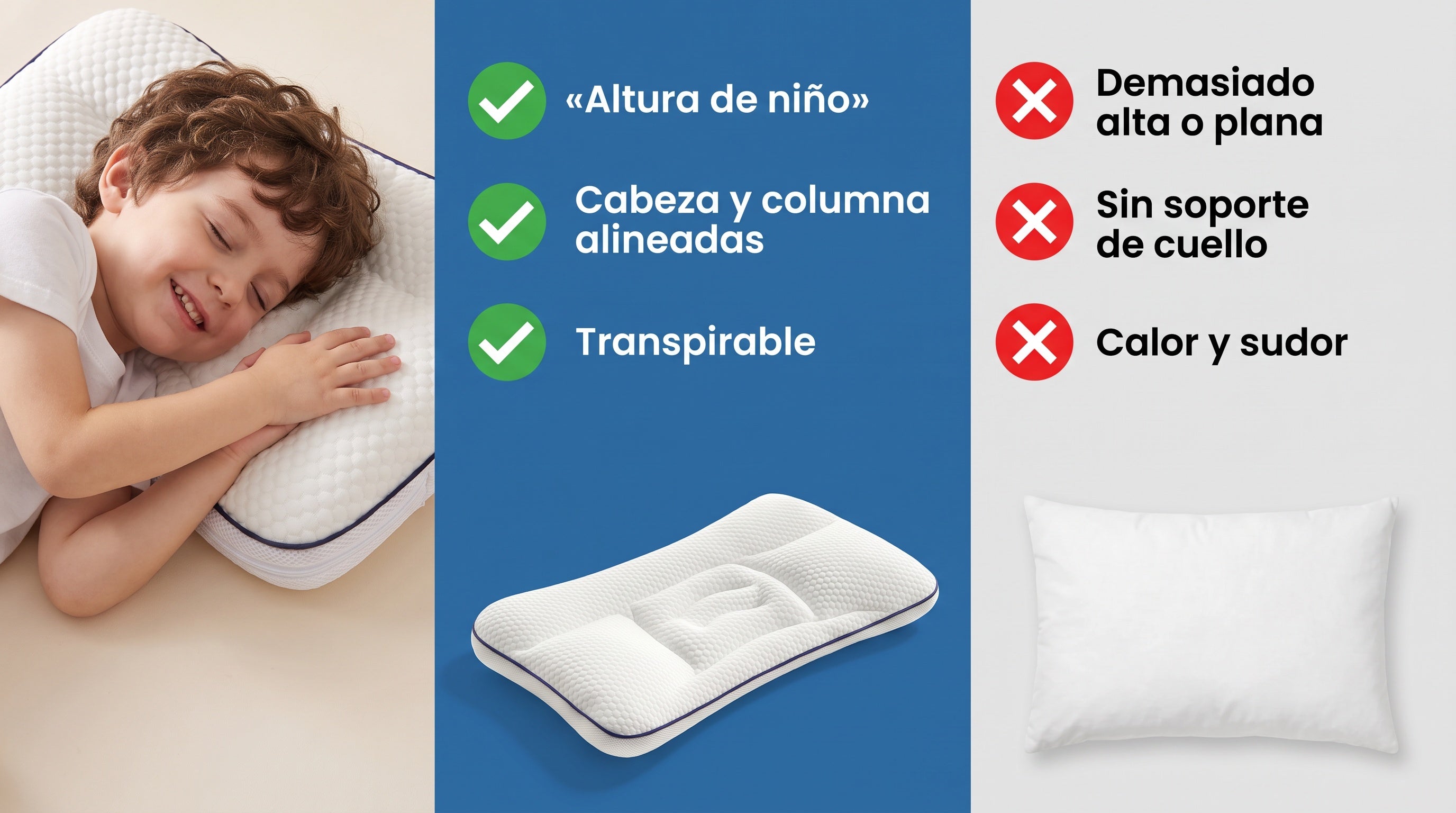 Comparativa FOCUS frente a una almohada plana de adulto