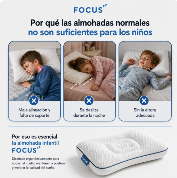 Tres problemas de una almohada normal en niños y la almohada ergonómica infantil FOCUS